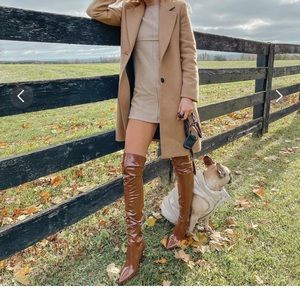 Vvivee cognac patent Steve Madden boot